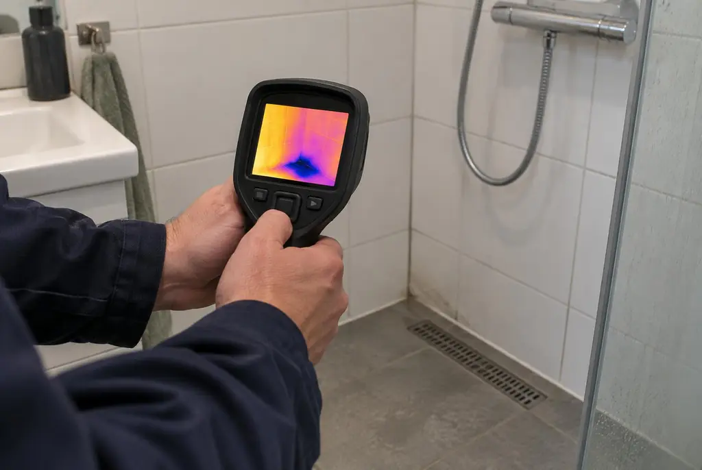 Lekdetectie Lopik – lekdetectiespecialist met warmtebeeldcamera in een badkamer